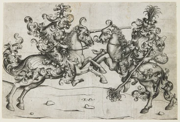 Joute de deux hommes sauvages, vers 1480
